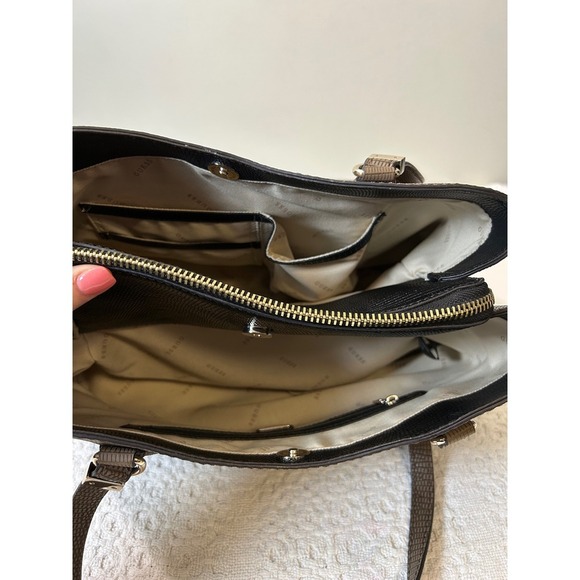 GUESS‎ Satchel Purse Brown Lizard Embossed Faux Leather Top Handle Bag - Picture 6 of 16